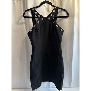 TRIXXI Black Dress Bodycon‎ Metal Grommets Juniors SZ 11 Goth Y2K